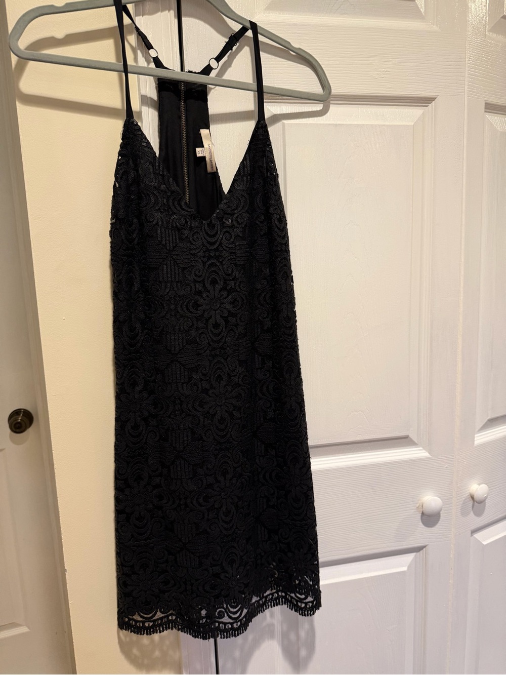 Lavender Brown - Black Lace Slip Dress with Strappy Back